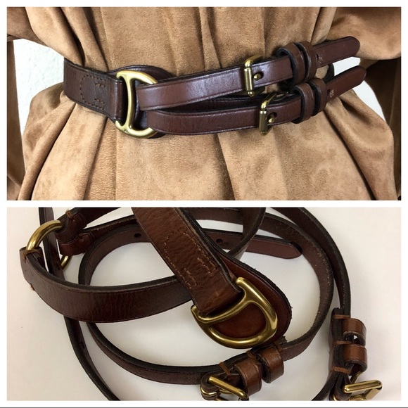 Ralph Lauren Accessories - Ralph Lauren Equestrian Tri Strap Leather Belt